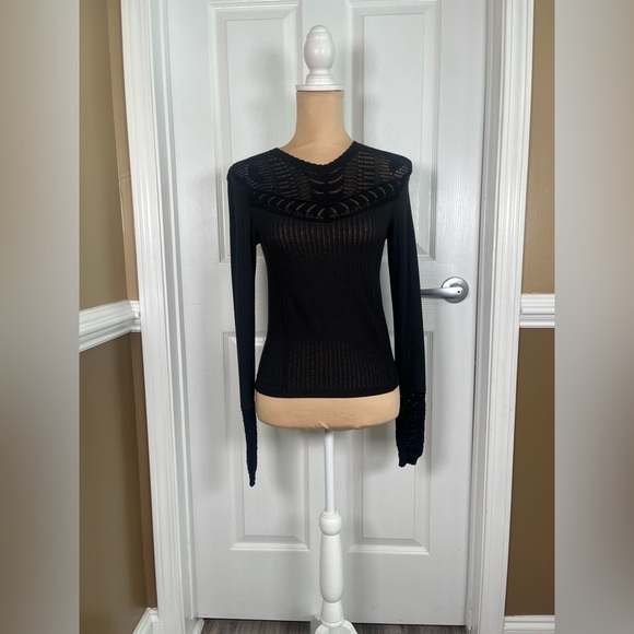 Free People Colette Scallop Neck Trim Knit Sweater Size XS - Picture 8 of 15